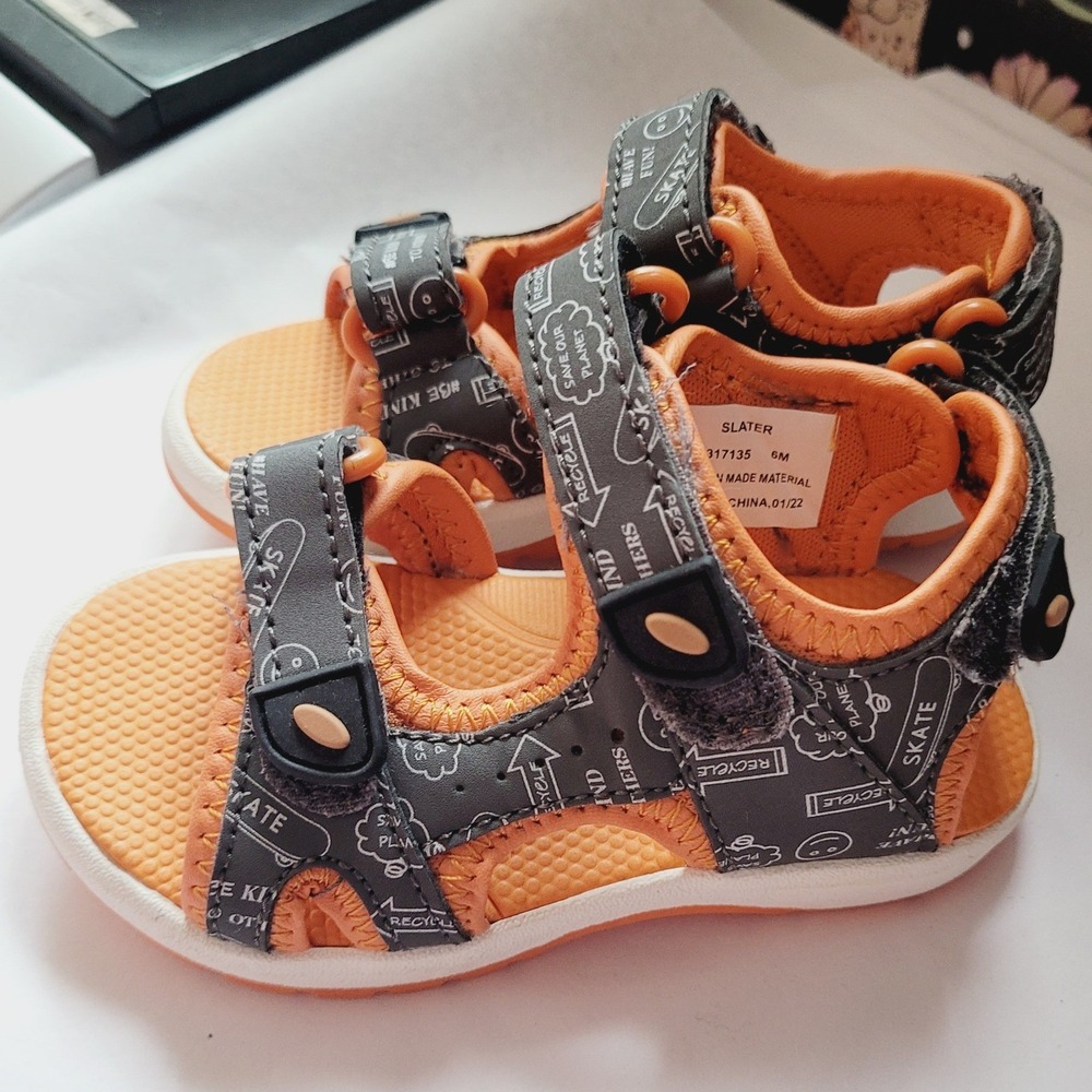 Kids Orange and Gray Active Sandals
